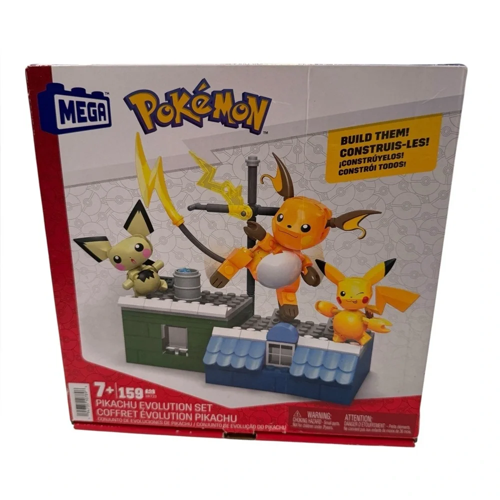 Pokémon MEGA Action Figure Building Toys, Pikachu Evolution Set with 159 Pieces